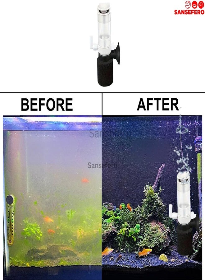 SANSEFERO فلتر إسفنجي نانو صغير من سانسيفيرو بريمير بلانتس، فلتر داخلي لحوض السمك، فلتر هواء فائق الهدوء مع أنبوب هواء، مناسب للمياه العذبة والمالحة، فلاتر إسفنجية بيوكيميائية (MB-201). - Image 3